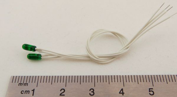 Bulb, green, 6V, 2,3mm diameter, 10cm strand length