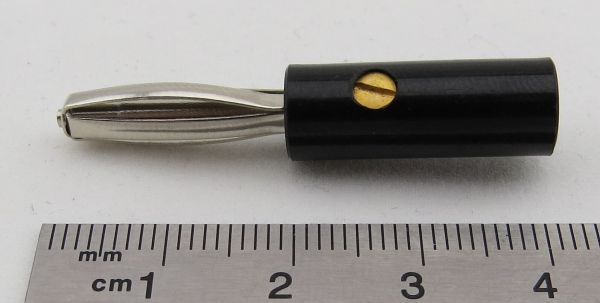 Banana plug, Standard, black, screw connection