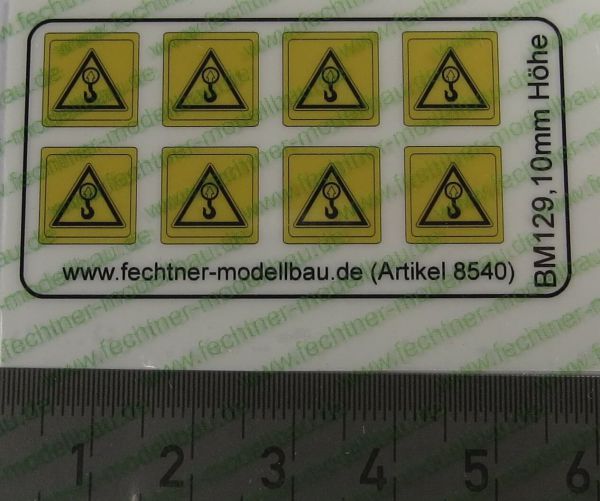 1 waarschuwing symbolen Set 10mm hoge BM129, 8 symbolen