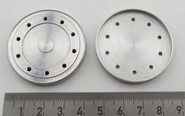 Aluminum hubcaps for rear axle. Wedico, 1 pair. push-on