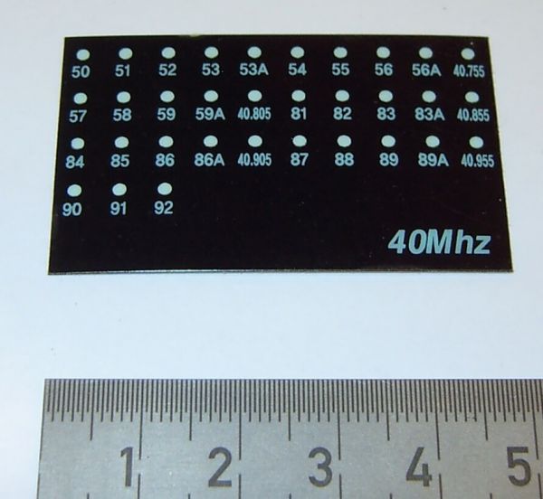 Kanaalnummers-label voor Frequenzüber- toezicht 40 MHz,