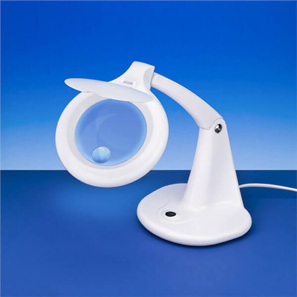 1 magnifying lamp with stable base, white. Magnifying glass table lamp with