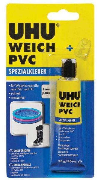 UHU Weich-PVC. 30gr.-Tube. Transparent, wasserbeständig