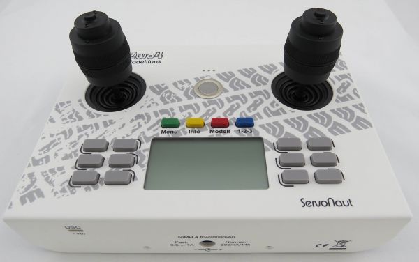 transmisor de escritorio Servonaut SA 16, palo 3D, 2,4GHz, blanco-azul