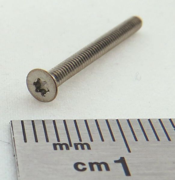 Countersunk screws with hexalobular socket, M2x16mm. DIN 965 T-6